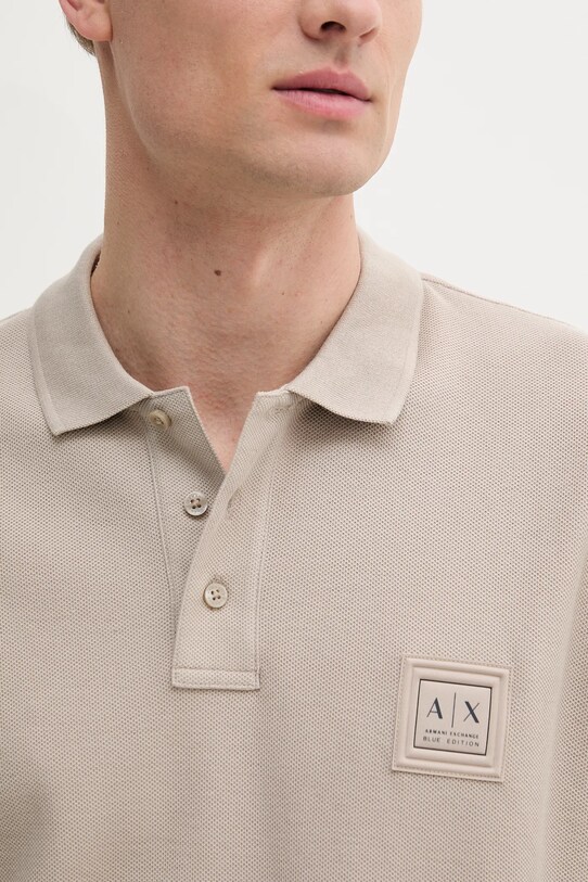 Памучна тениска с яка Armani Exchange бежов XM000356.AF12758