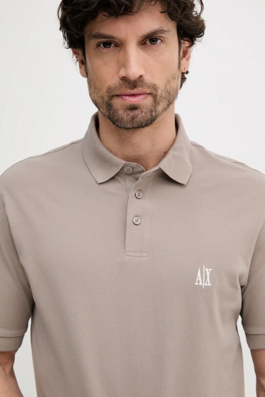 Armani Exchange polo bawełniane brązowy XM000367.AF13022.NOS