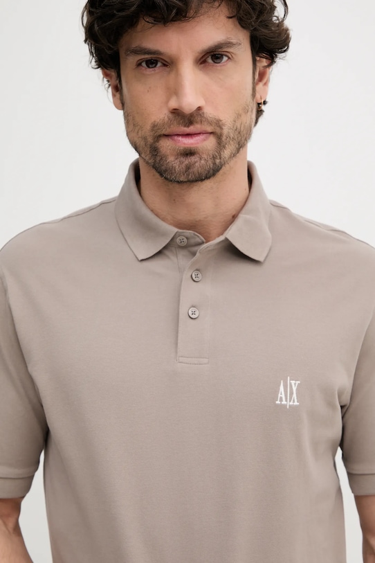 Памучна тениска с яка Armani Exchange кафяв XM000367.AF13022.NOS