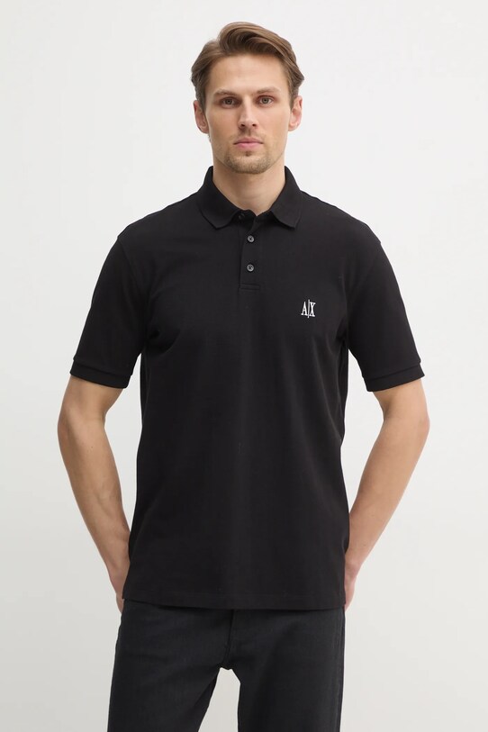 Armani Exchange polo de bumbac regular negru XM000367.AF13022.NOS