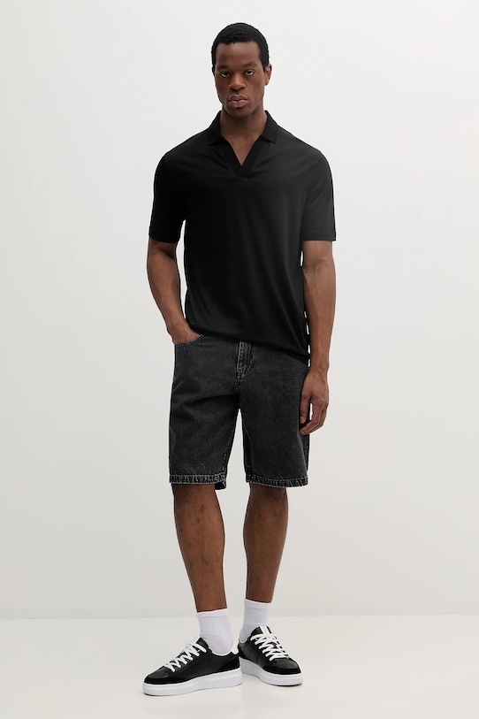 Armani Exchange polo de bumbac XM000492.AF10364 negru SS25