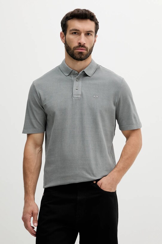 Armani Exchange polo de bumbac regular gri XM000509.AF13055