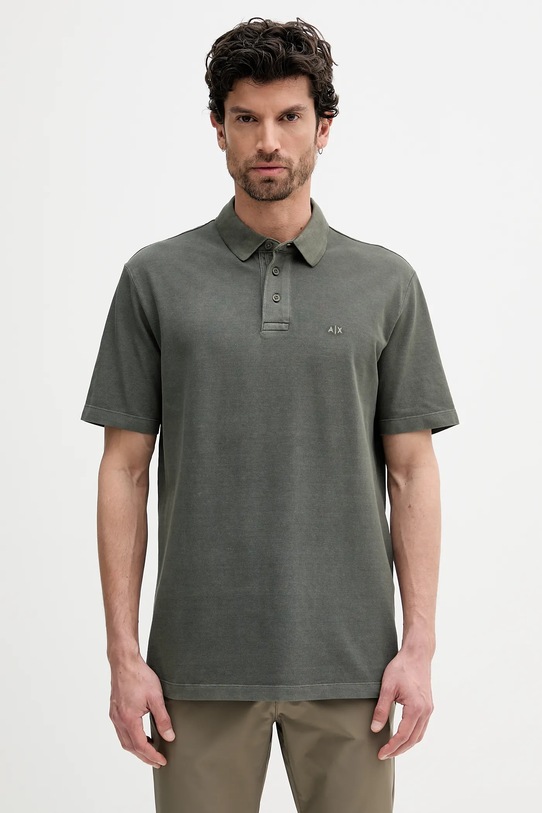 Bavlněné polo tričko Armani Exchange hladký zelená XM000509.AF13055