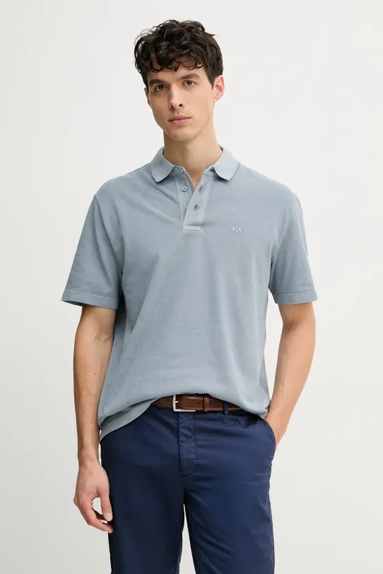 Armani Exchange polo bawełniane bawełna niebieski XM000509.AF13055