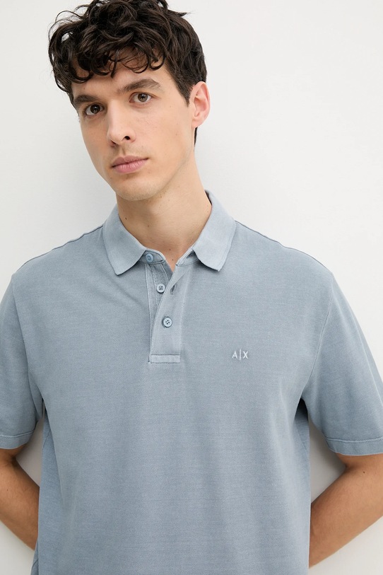 Бавовняне поло Armani Exchange блакитний XM000509.AF13055