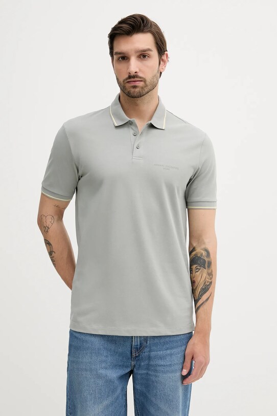 Bombažen polo Armani Exchange Brez vzorca siva XM000489.AF13026