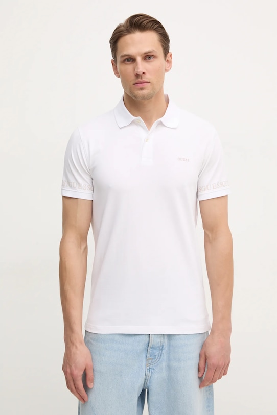 Guess polo NOLAN z elastanem biały M5RP66.J1314