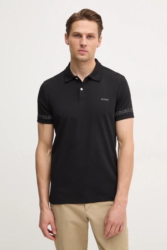 Guess tricou polo NOLAN regular negru M5RP66.J1314