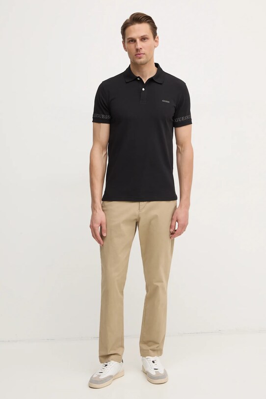 Guess tricou polo NOLAN M5RP66.J1314 negru SS25