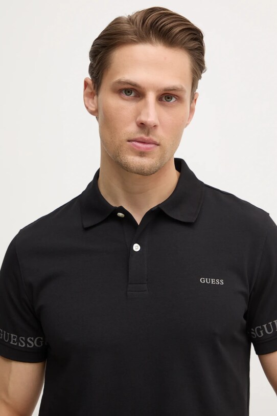 Guess tricou polo NOLAN negru M5RP66.J1314