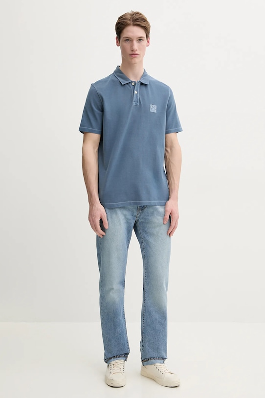 Βαμβακερό μπλουζάκι πόλο Marc O'Polo 522226653126 μπλε SS25