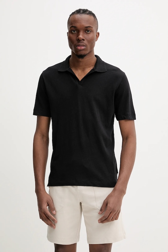 Marc O'Polo tricou polo din in regular negru 523209153026