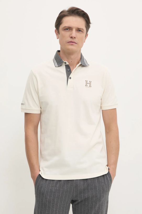 Polo tričko Hackett London jednofarebný béžová HM563381