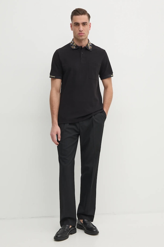 Pamučna polo majica Versace Jeans Couture 78GAGT04.CJ01T crna SS25