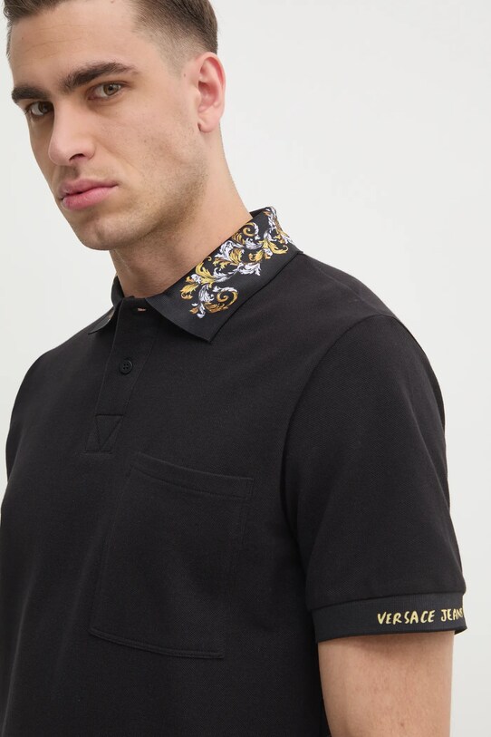 Bavlněné polo tričko Versace Jeans Couture černá 78GAGT04.CJ01T