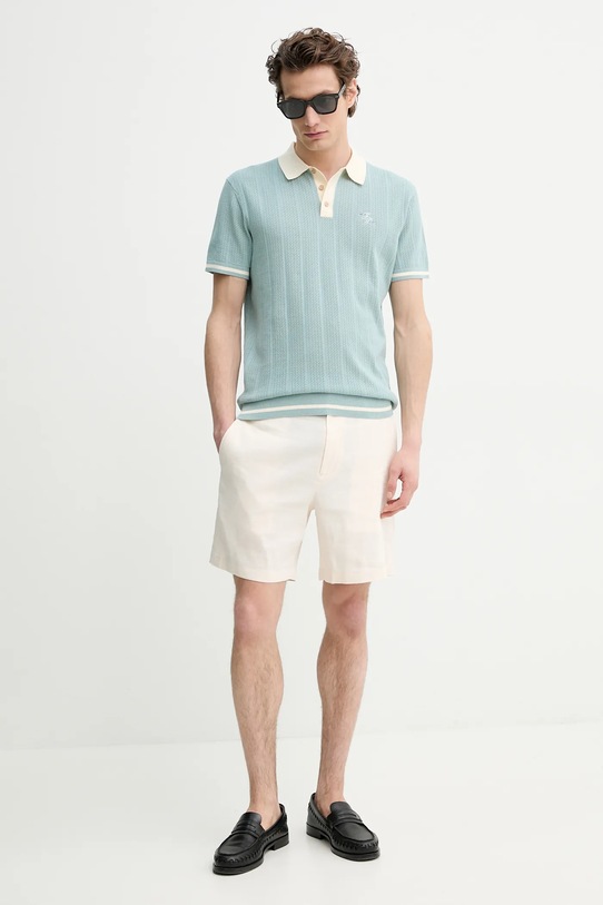 Хлопковое поло Filling Pieces 80713669980 бирюзовый SS25