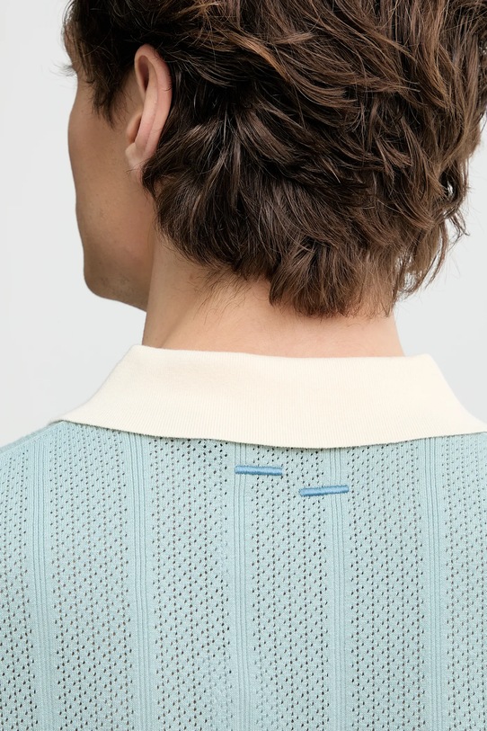 Хлопковое поло Filling Pieces 80713669980 бирюзовый