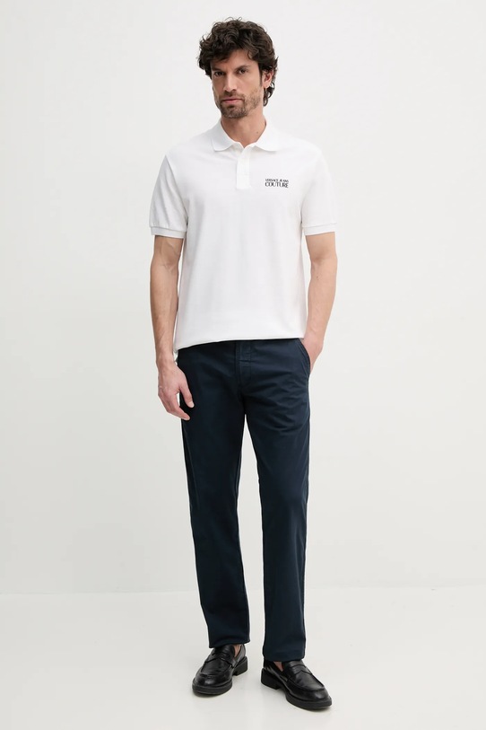 Pamučna polo majica Versace Jeans Couture 78GAG623.J0003 bijela SS25