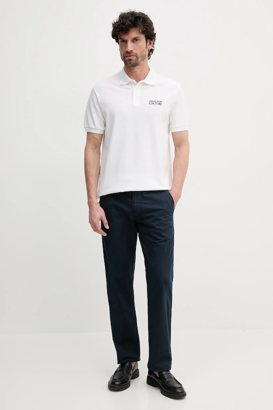 Pamučna polo majica Versace Jeans Couture 78GAG623.J0003 bijela SS25