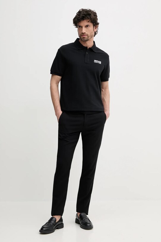 Versace Jeans Couture polo de bumbac 78GAG623.J0003 negru SS25