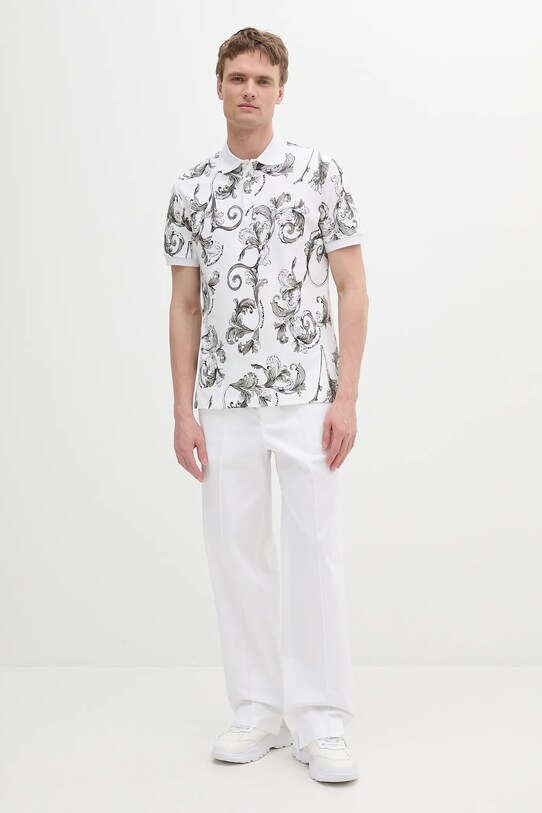 Bavlnené polo tričko Versace Jeans Couture 78GAG6S0.JS460 biela SS25