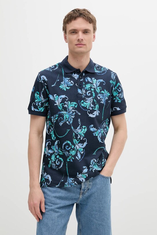 Bavlnené polo tričko Versace Jeans Couture regular tmavomodrá 78GAG6S0.JS460