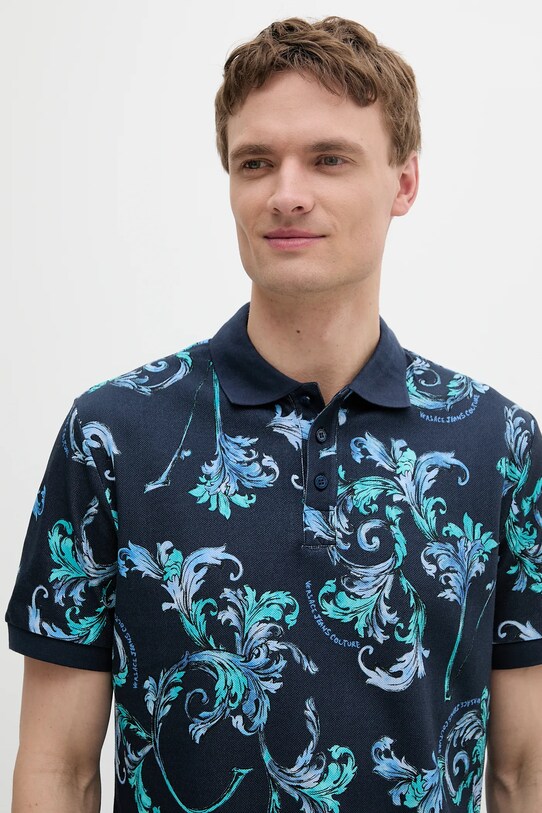 Bavlnené polo tričko Versace Jeans Couture tmavomodrá 78GAG6S0.JS460