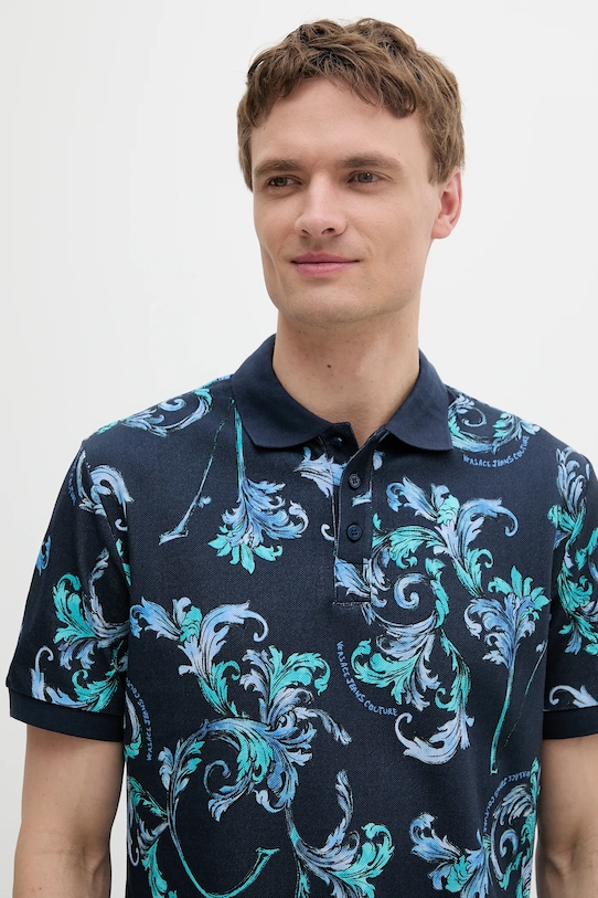 Versace Jeans Couture polo bawełniane granatowy 78GAG6S0.JS460