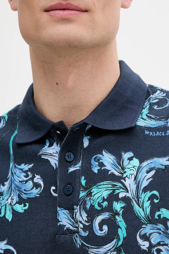 Bavlnené polo tričko Versace Jeans Couture 78GAG6S0.JS460 tmavomodrá