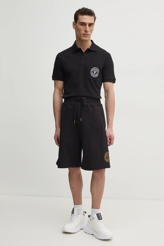 Бавовняне поло Versace Jeans Couture 78GAGT01.CJ01T чорний SS25