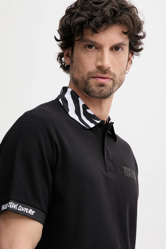 Versace Jeans Couture polo de bumbac negru 78GAGT06.CJ01T