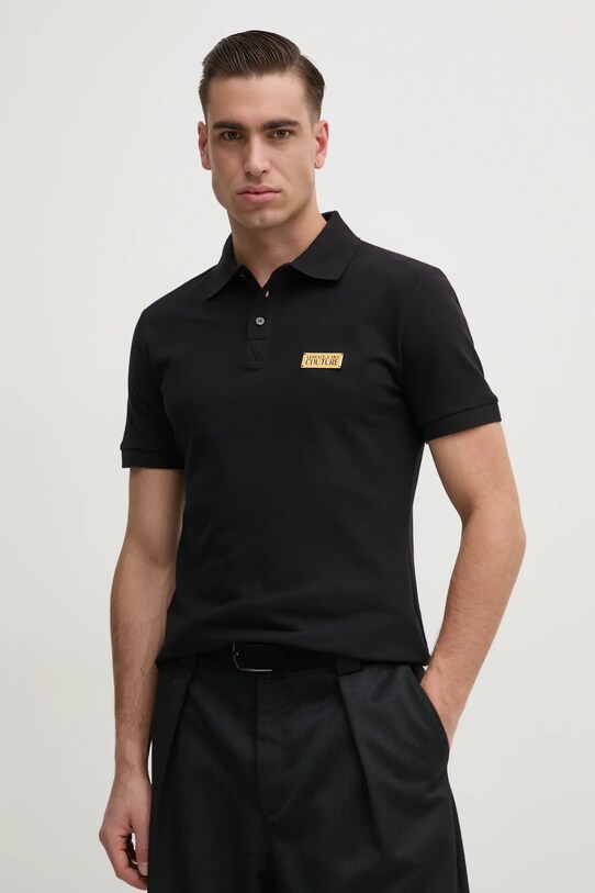 Versace Jeans Couture polo de bumbac regular negru 78GAGT08.CJ01T