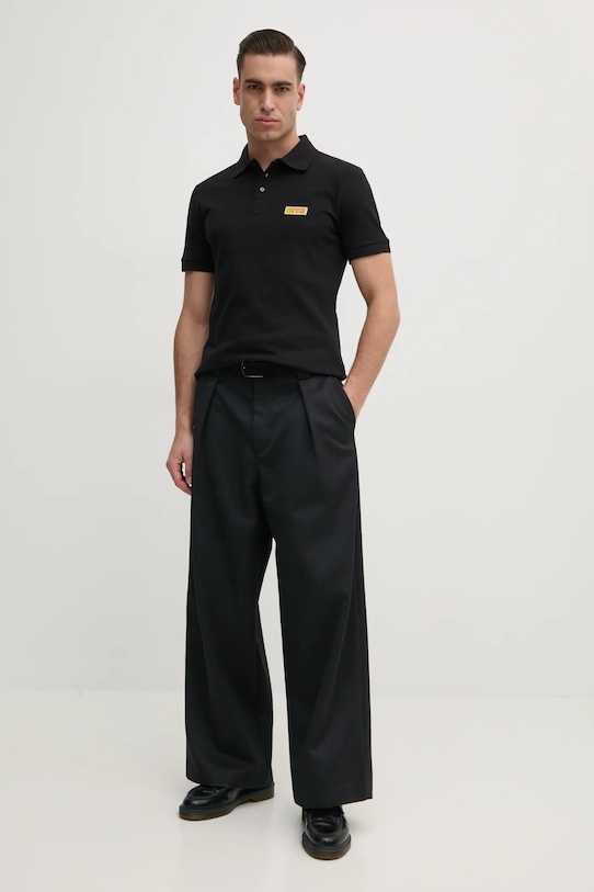 Versace Jeans Couture polo de bumbac 78GAGT08.CJ01T negru SS25