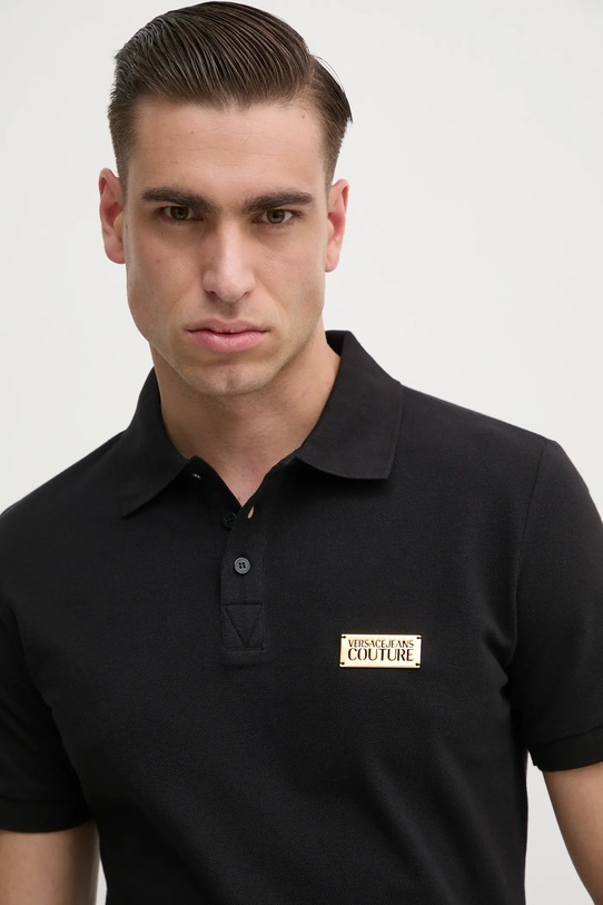 Versace Jeans Couture polo de bumbac negru 78GAGT08.CJ01T