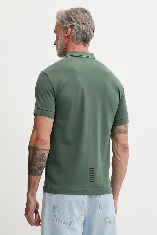 Odzież EA7 Emporio Armani polo męskie bawełniane z elastanem PJVUZ.8NPF16 zielony