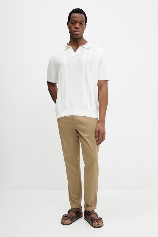 Lindbergh polo de bumbac 30.804125.SALT.WHITE bej SS25