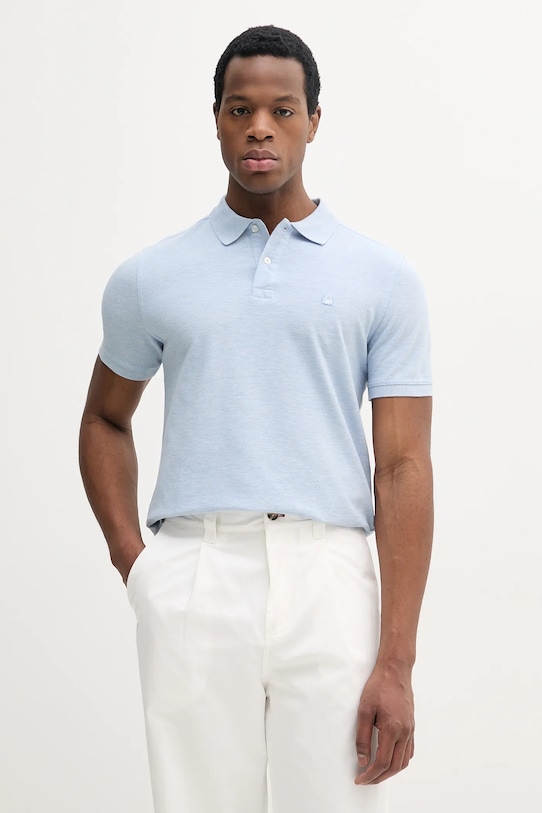 Хлопковое поло United Colors of Benetton хлопок голубой 3088U3023