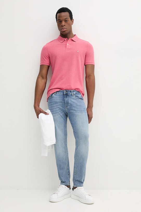 United Colors of Benetton polo bawełniane 3088U3023 pomarańczowy SS25