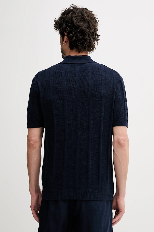 Îmbrăcăminte United Colors of Benetton tricou polo din in 115GK301G bleumarin