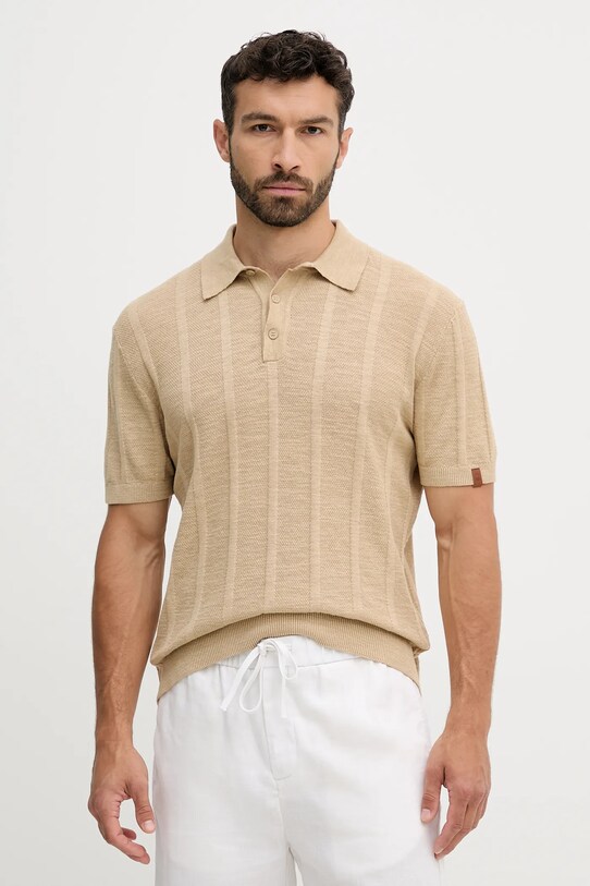 United Colors of Benetton tricou polo din in relaxed bej 115GK301G