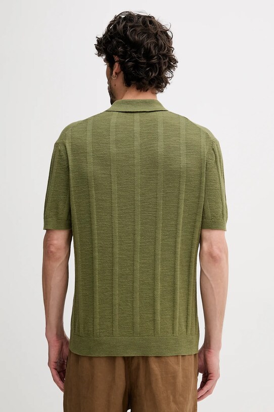 Oblečenie Polo tričko s prímesou ľanu United Colors of Benetton 115GK301G zelená
