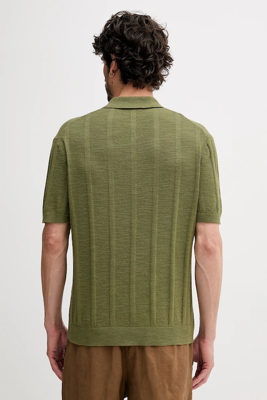 Îmbrăcăminte United Colors of Benetton tricou polo din in 115GK301G verde