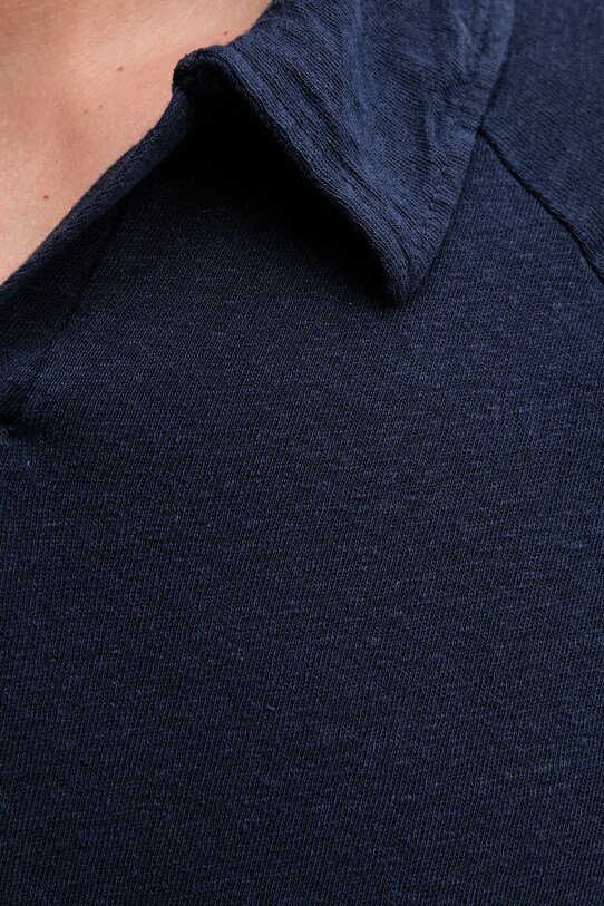 United Colors of Benetton polo lniane 3UTFU302A granatowy
