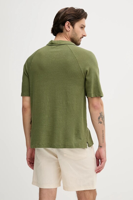 Oblečenie Ľanové polo United Colors of Benetton 3UTFU302A zelená