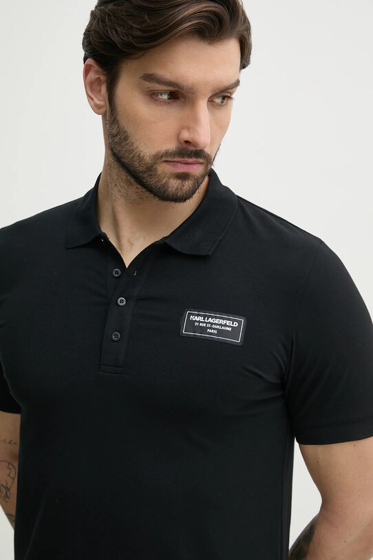 Karl Lagerfeld tricou polo negru 552221.745019