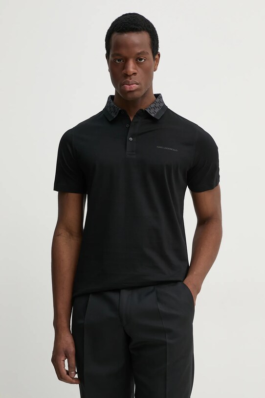 Karl Lagerfeld polo bawełniane regular czarny 552200.745001