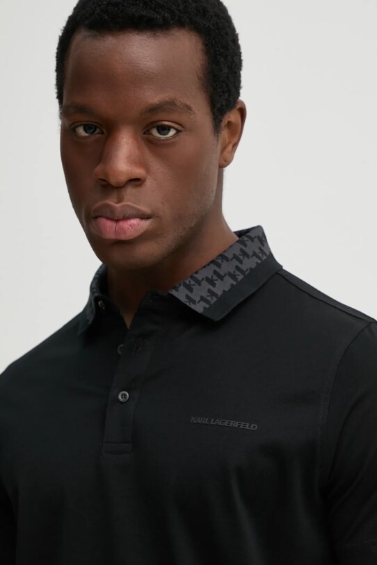 Karl Lagerfeld polo bawełniane czarny 552200.745001