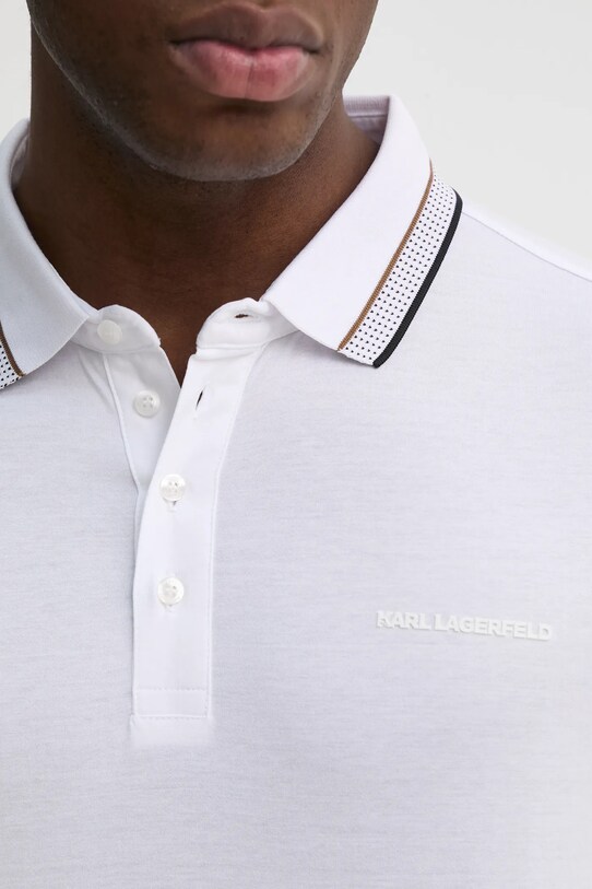 Βαμβακερό μπλουζάκι πόλο Karl Lagerfeld 552200.745002 λευκό