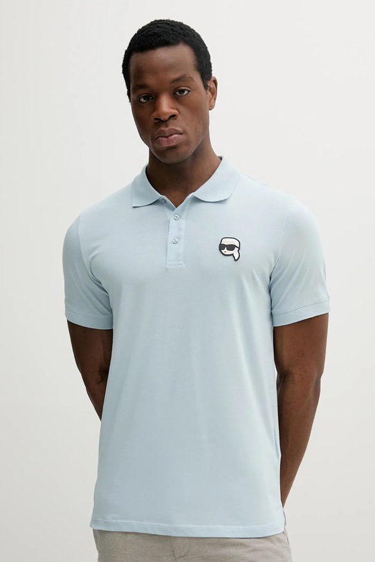 Karl Lagerfeld polo de bumbac uni albastru 552224.745710