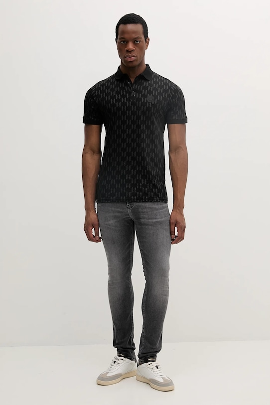 Bavlněné polo tričko Karl Lagerfeld 552251.745070 černá SS25